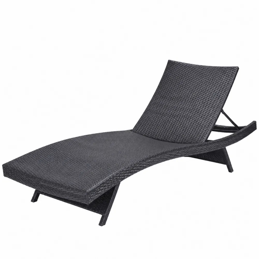 Leżak ogrodowy rattanowy czarny 200 cm