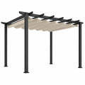 Pergola aluminiowa z regulowanym dachem 350x350 cm czarny/kremowy