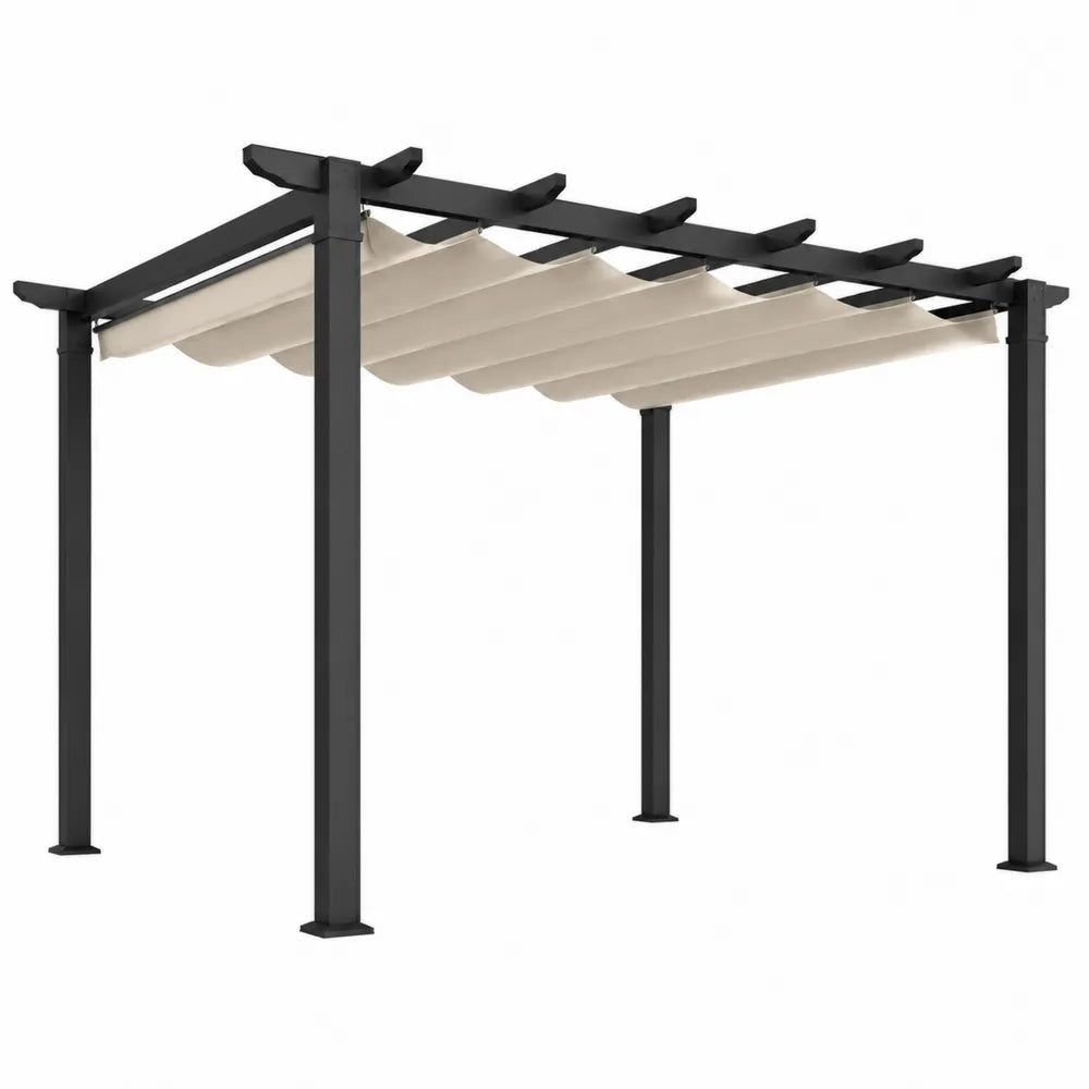 Pergola aluminiowa z regulowanym dachem 350x350 cm czarny/kremowy