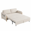 Rozkładana sofa lniana z funkcją łóżka i kieszenią, beżowa, 200 cm