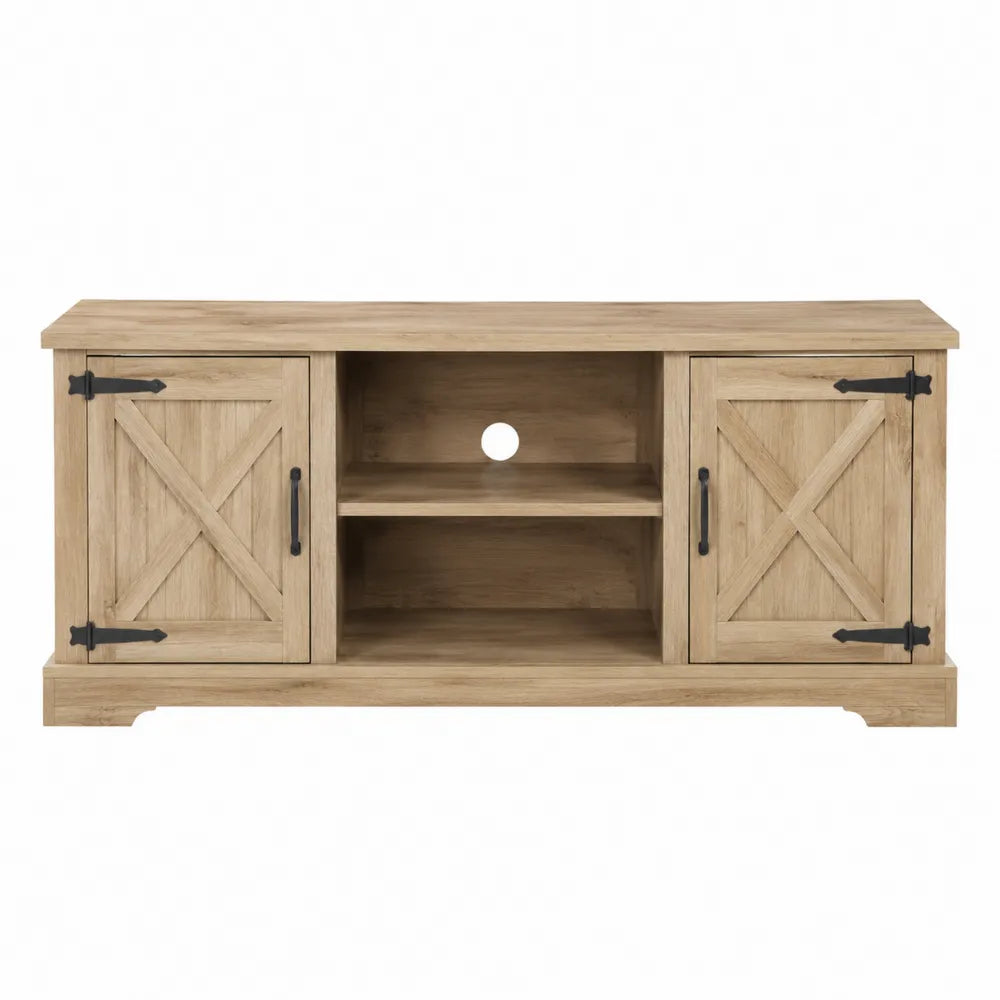 Szafka RTV z jasnego dębu z drzwiami i półkami 150x40x55 cm