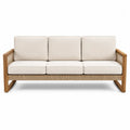 Sofa trzyosobowa z drewna tekowego i rattanu, beżowa 200 cm