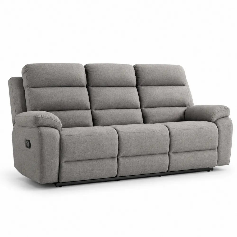 Sofa trzyosobowa z tkaniny poliestrowej szara 200cm